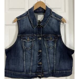 Torrid Women’s Denim Blue Jean Button Up Vest Plus Spring Fall Size 3 3X